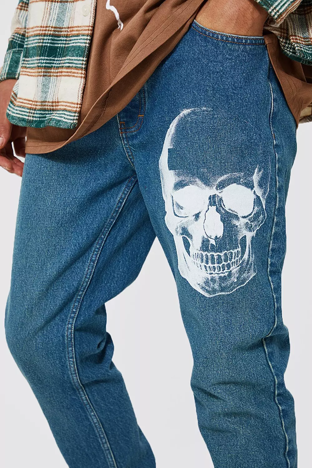 Tall Skinny Rigid Skull Print Jean